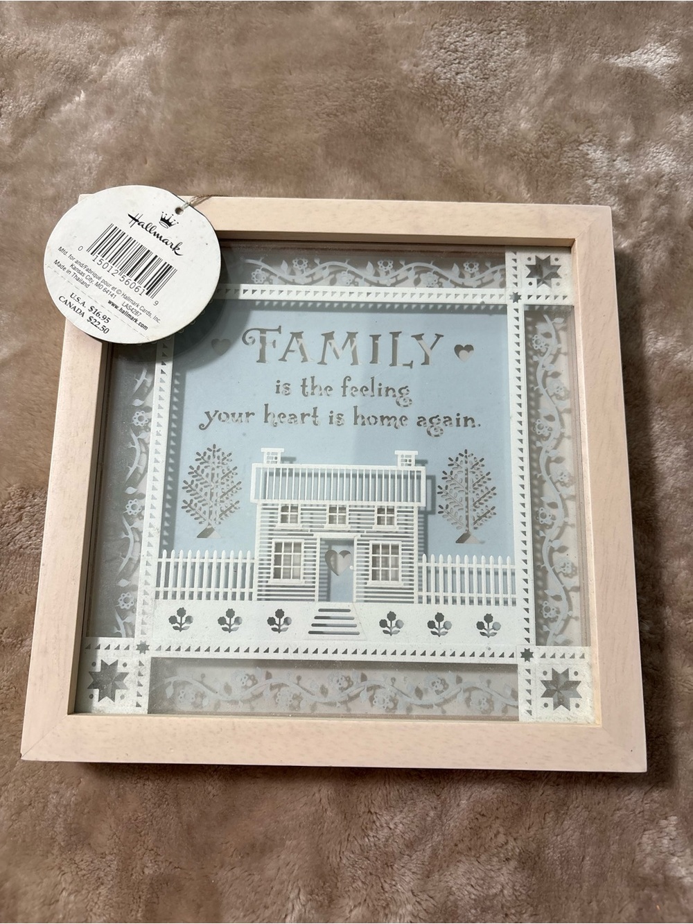 Retired- Hallmark Laser Gallery Wood Shadow Box Framed Art "Family" NWT